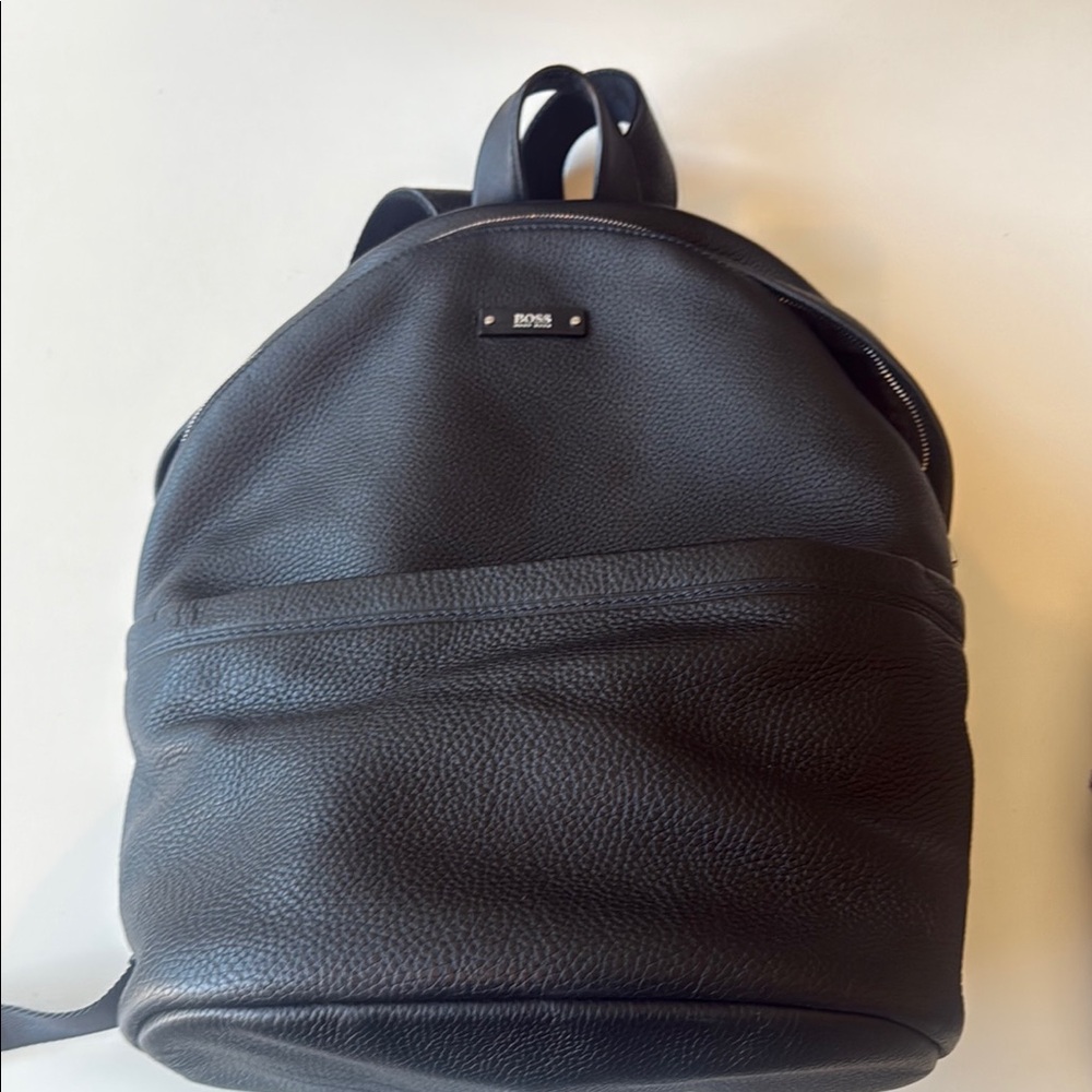 Boss Black Minimalist Leather Backpack